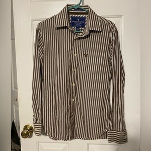 American Eagle Outfitters Brown Striped Vintage Fit Button Down